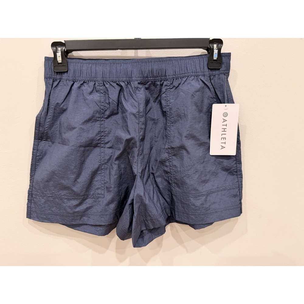 Athleta Lunar Utility‎ Shorts Womens Medium Blue Elastic Waist Lightweight